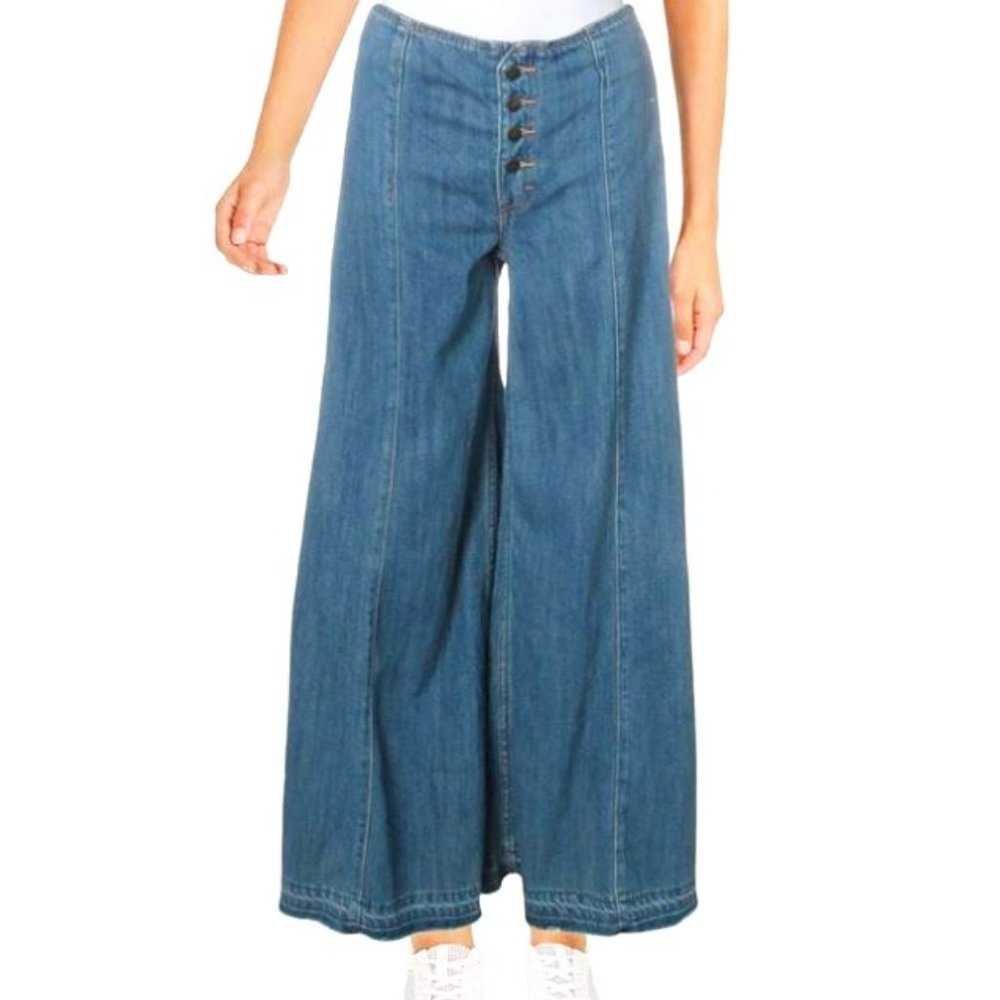 Free People Womens Denim Button Fly Bell Bottom 27